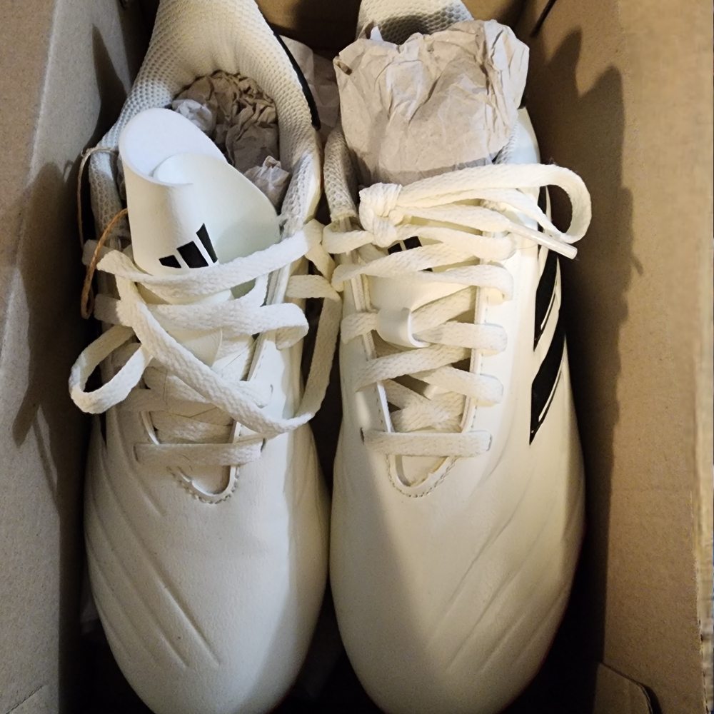 Adidas White Sneakers with Black Stripes